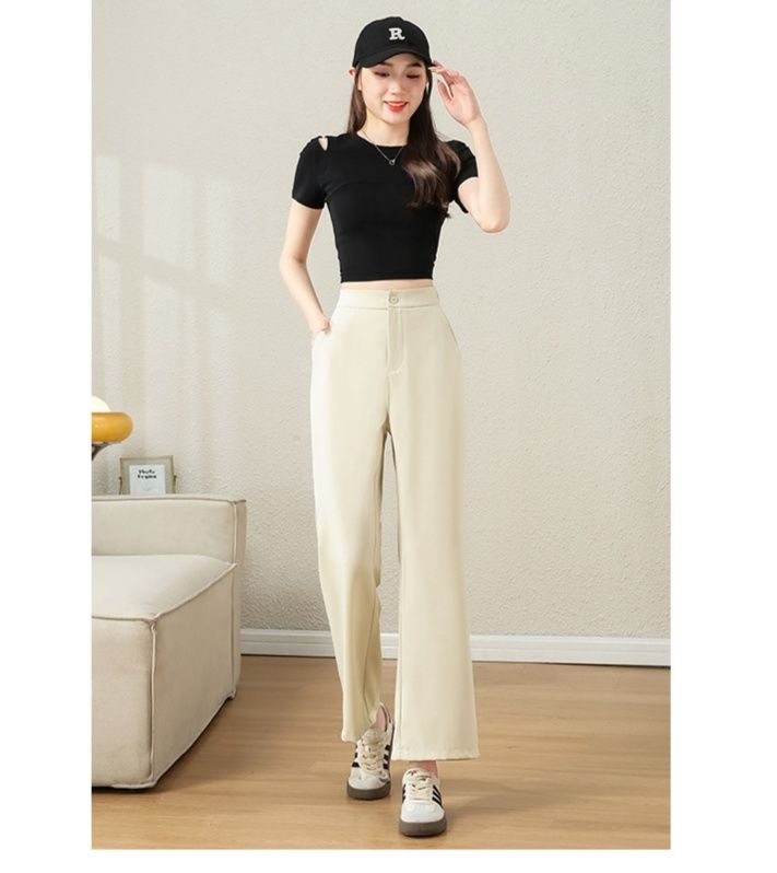 フレアパンツ すっきり美脚フレアスラックス