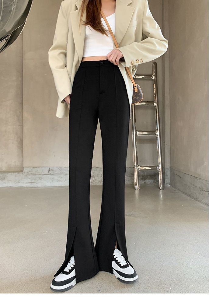 フレアパンツ スリットデザイン フレアスラックス