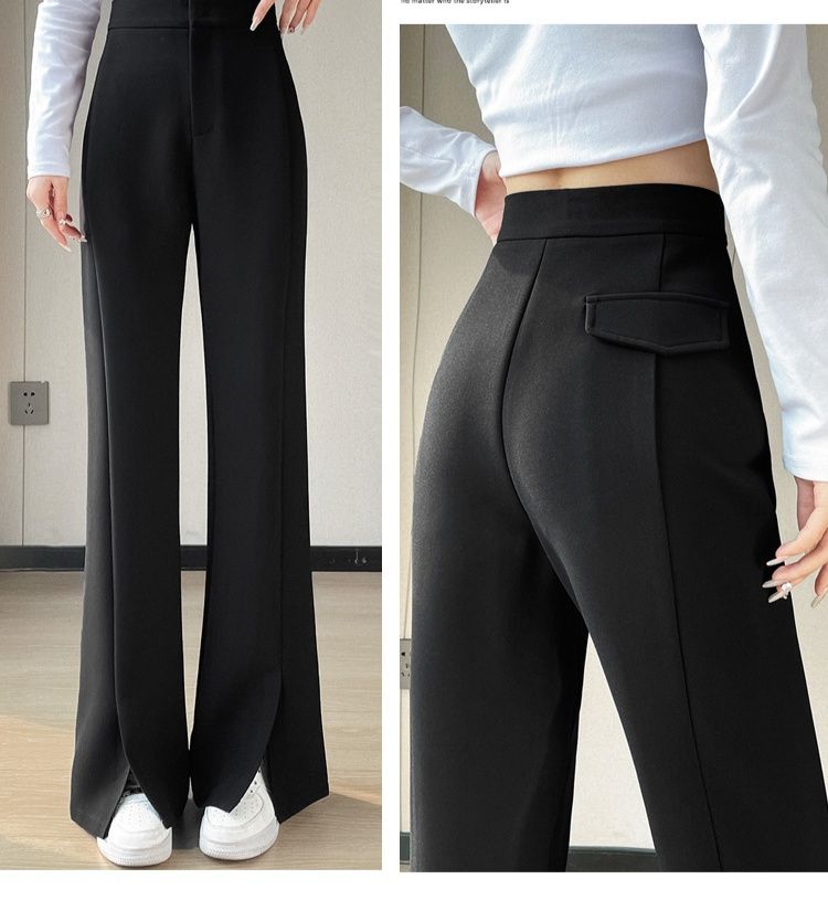 フレアパンツ 美脚スリットフレアスラックス