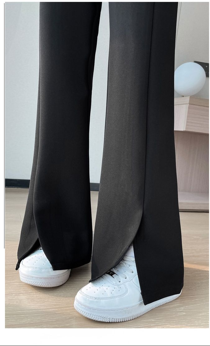 フレアパンツ 美脚スリットフレアスラックス