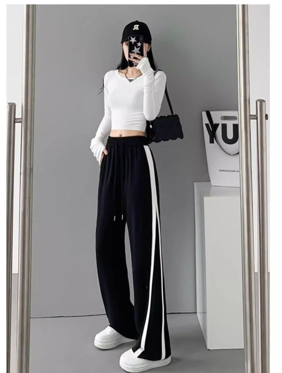 フレアパンツ サイドラインリブフレアパンツ