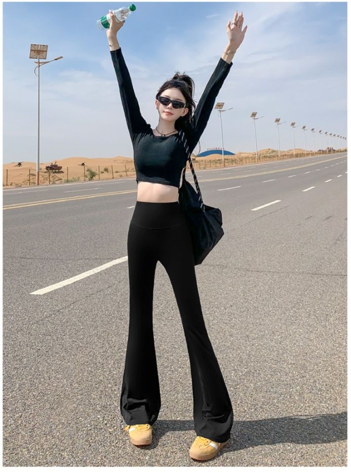 フレアパンツ 美脚ラインフレアパンツレギンス