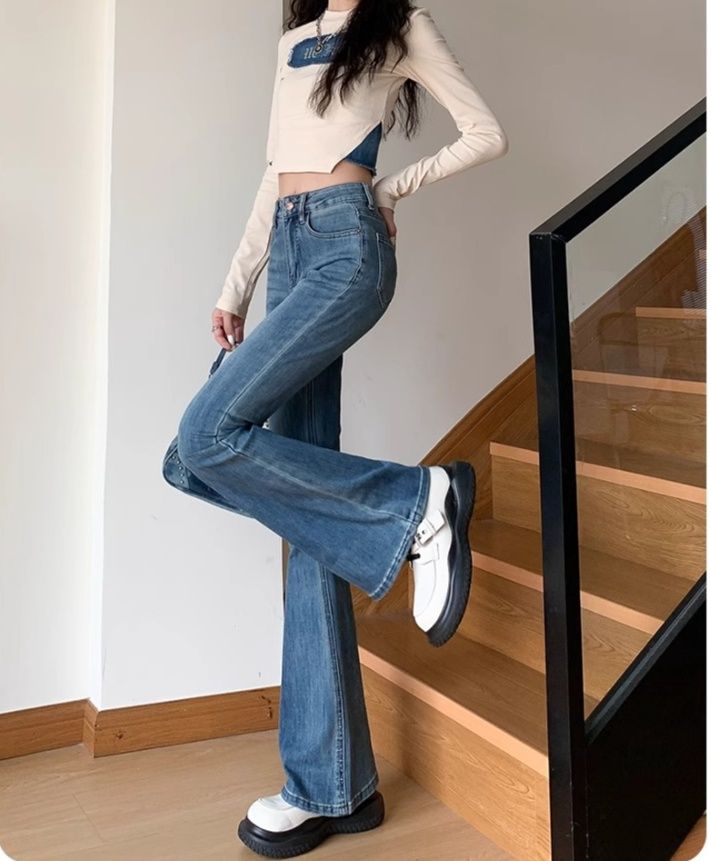 フレアパンツ 高腰美脚フレアデニム