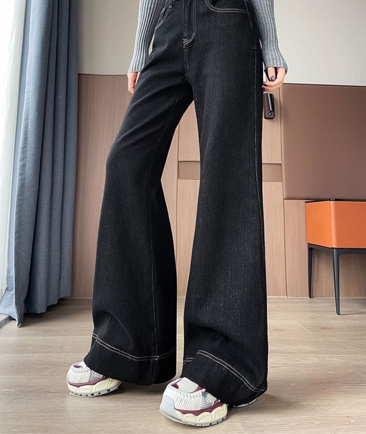 フレアパンツ ハイウエストワイドフレアデニム