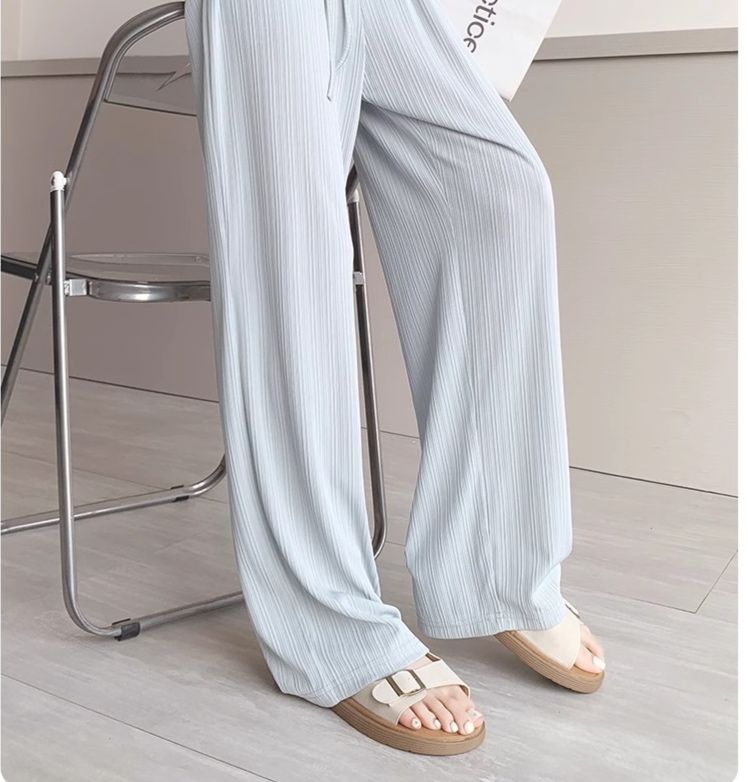 フレアパンツ 縦縞リラックスフレアパンツ