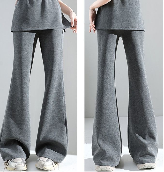 フレアパンツ 重ね着風フレアスウェットパンツ