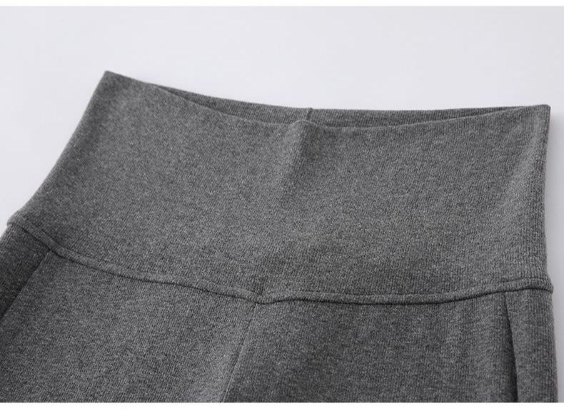 フレアパンツ ハイウエストリブフレアパンツ
