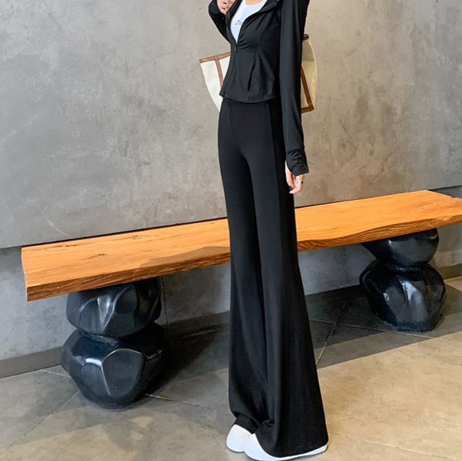 フレアパンツ 裾広がりリラックススウェットパンツ