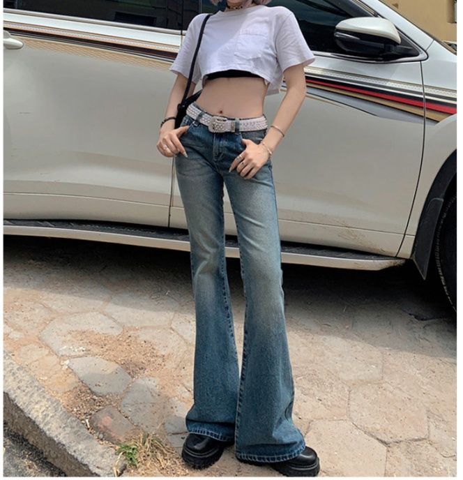 フレアパンツ 裾広がり美脚デニムフレア