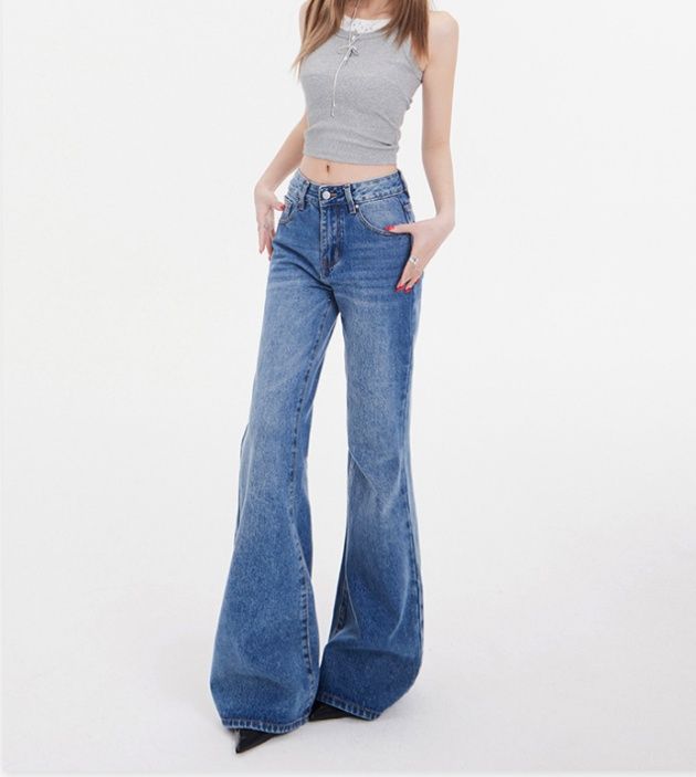 フレアパンツ 美脚強調ドラマティックフレアデニム