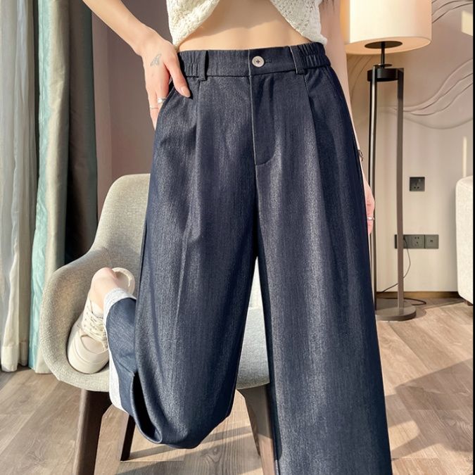 フレアパンツ レース裾飾りワイドフレアパンツ