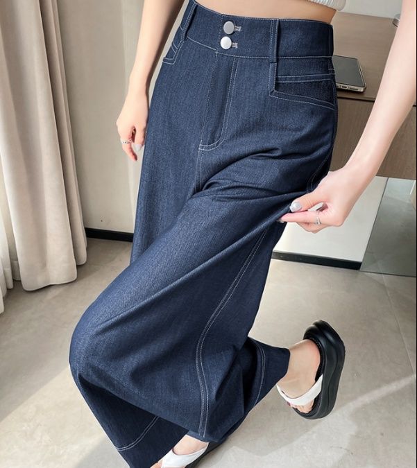 フレアパンツ 極上ゆったりワイドフレアデニム