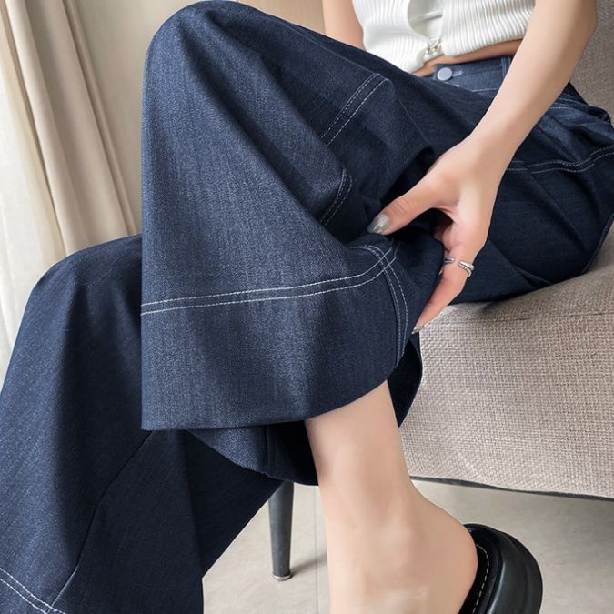 フレアパンツ 極上ゆったりワイドフレアデニム