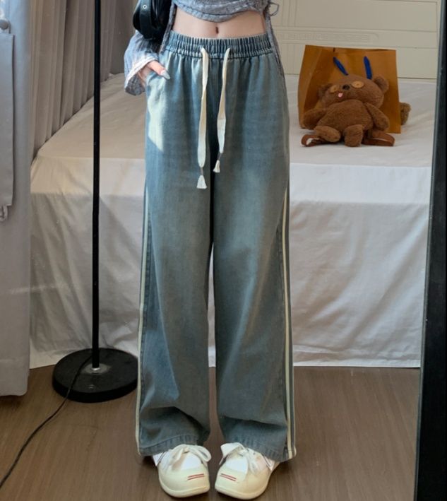 フレアパンツ サイドライン美脚フレアデニム