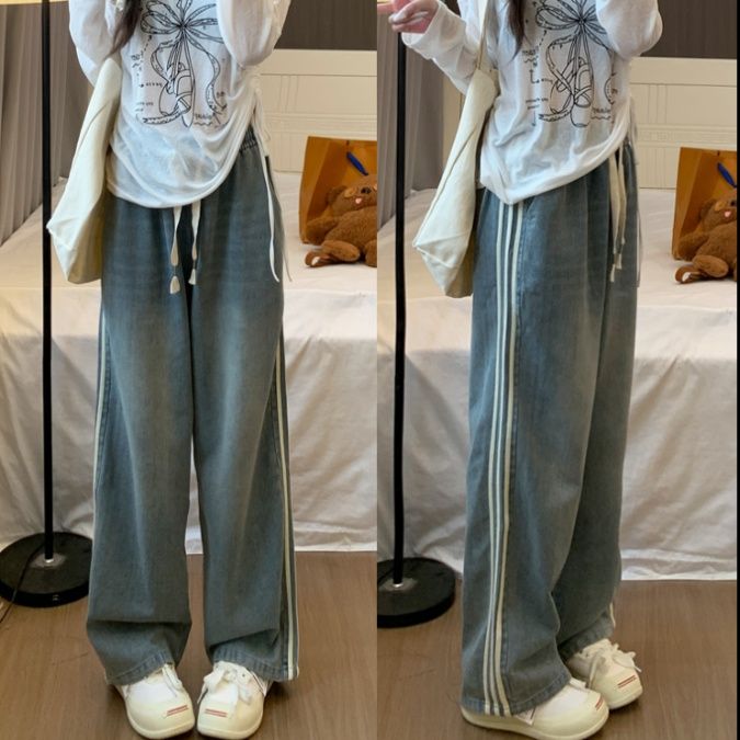 フレアパンツ サイドライン美脚フレアデニム