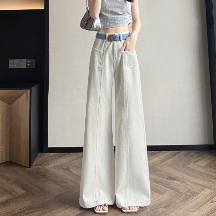 フレアパンツ 優雅な流れ高級デニムフレアパンツ