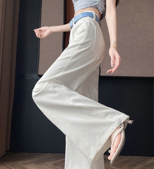 フレアパンツ 優雅な流れ高級デニムフレアパンツ