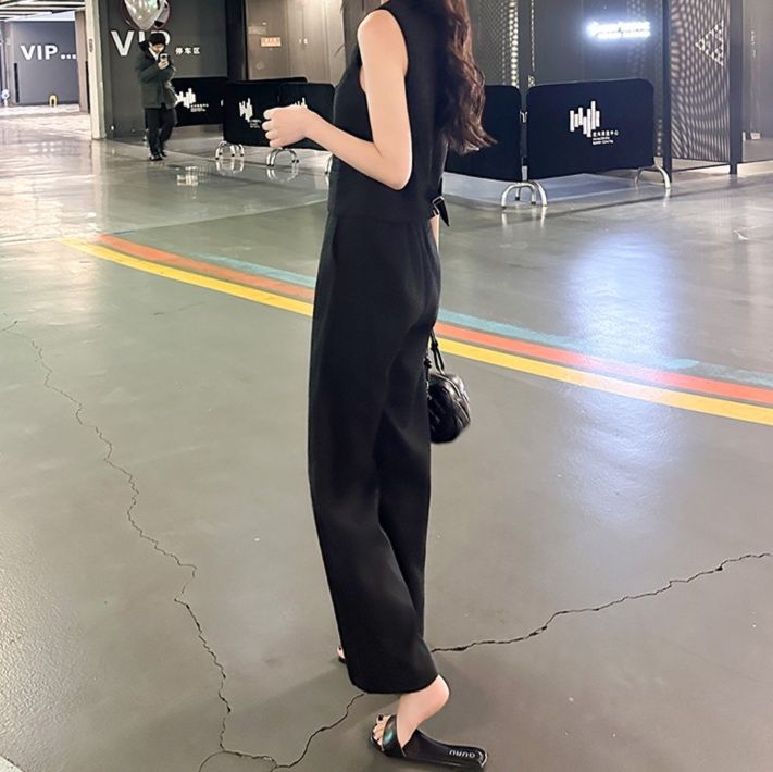 フレアパンツ 優雅ノースリーブフレアパンツスーツ