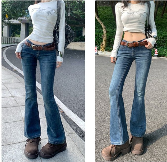 フレアパンツ ビンテージ風フレアデニム
