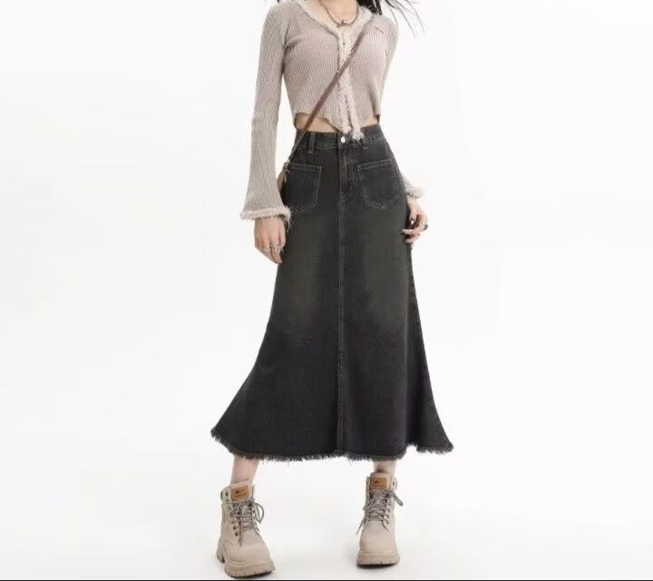 フレアパンツ 裾広がりヴィンテージロングスカート