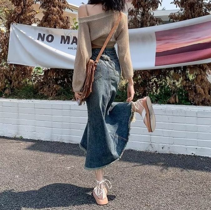 フレアパンツ 裾広がりヴィンテージロングスカート
