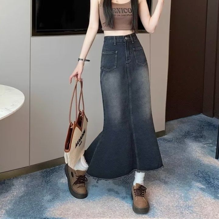 フレアパンツ マーメイドラインデニムスカート