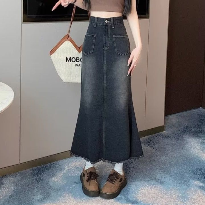 フレアパンツ マーメイドラインデニムスカート