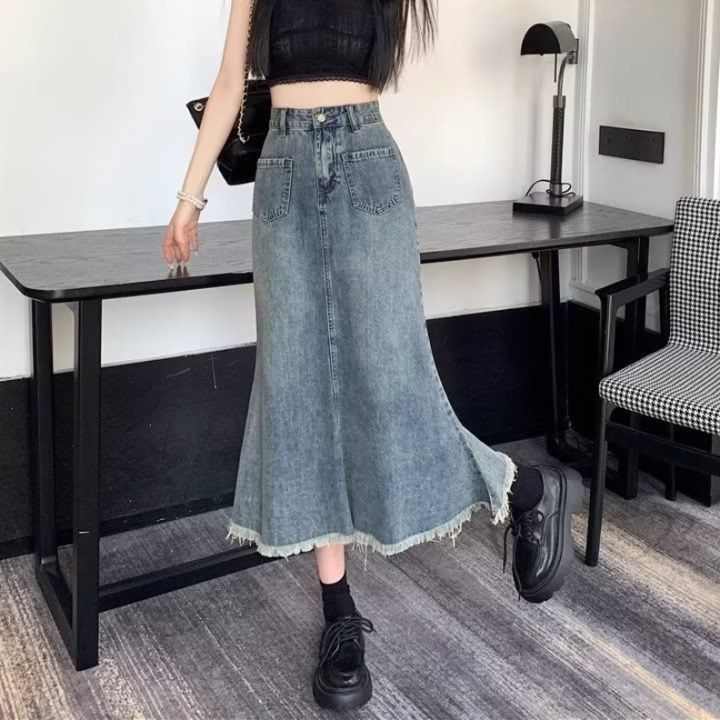 フレアパンツ マーメイドラインデニムスカート