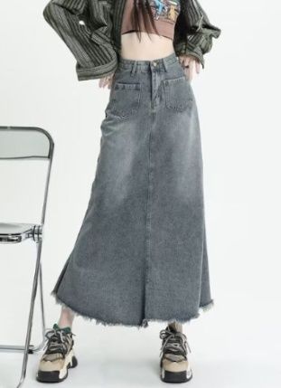 フレアパンツ 裾広がりマーメイドデニムスカート