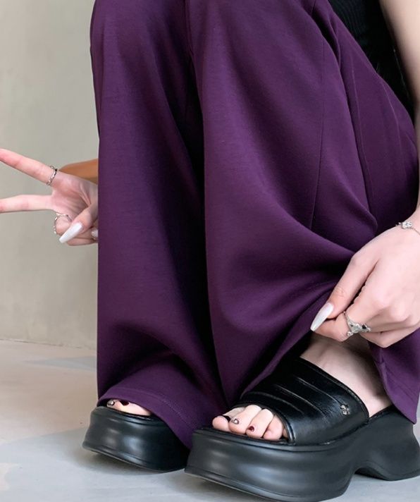 フレアパンツ 優雅なゆったりフレアスウェット