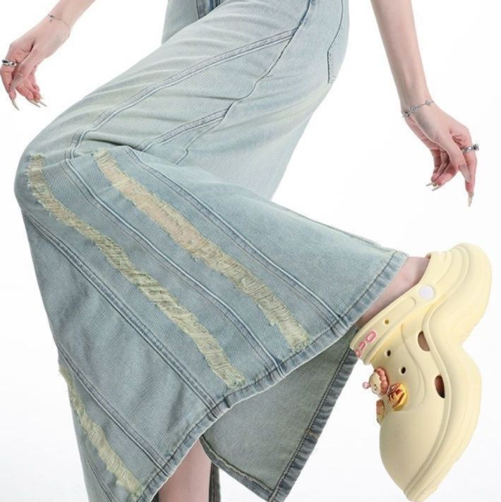 フレアパンツ ヴィンテージ風マキシフレアデニム