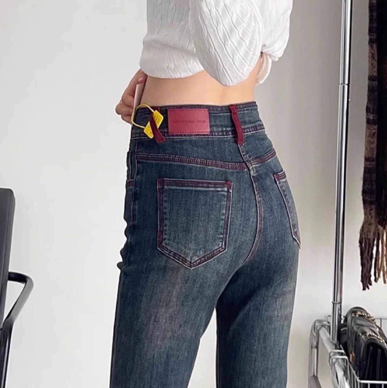 フレアパンツ 美脚強調ハイウエストフレアパンツ