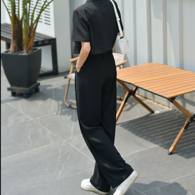 フレアパンツ 夏季半袖フレアパンツスーツ