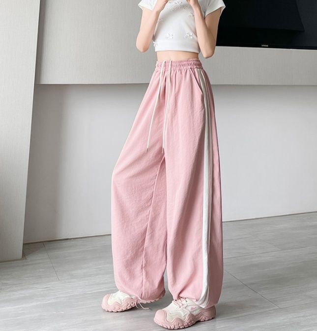 フレアパンツ ゆったりサイドライン入りフレアパンツ
