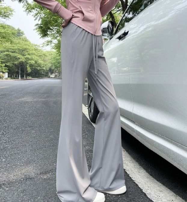 フレアパンツ 涼感ゆったりフレアスラックス