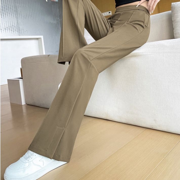 フレアパンツ なめらか美脚フレアスラックス