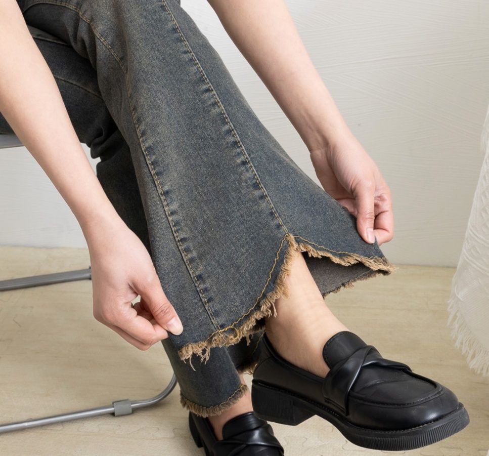フレアパンツ 美脚効果 ハイウエストフレアデニム