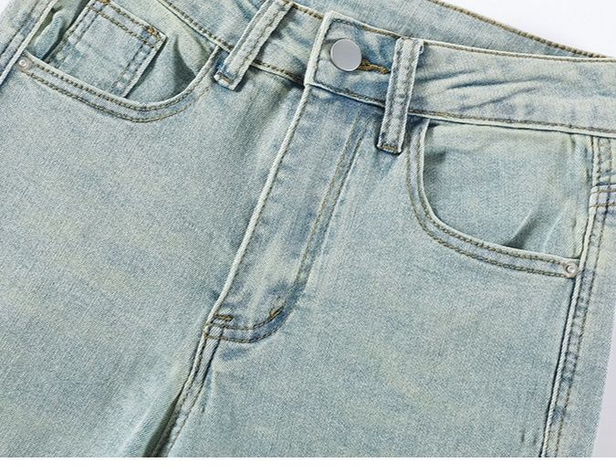 フレアパンツ 蝶々刺繍フレアデニム
