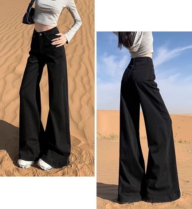 フレアパンツ 極上美脚ワイドフレアデニム