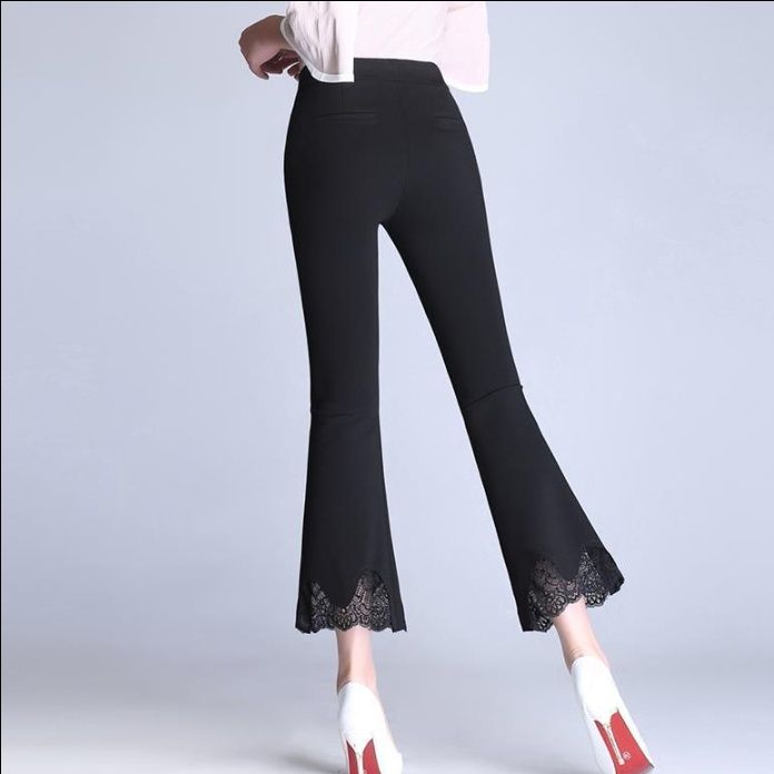 フレアパンツ レース裾フレアパンツレギンス