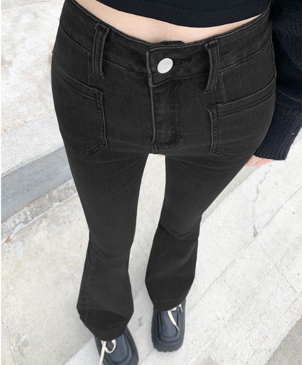 フレアパンツ ヴィンテージ風ハイウエストフレアデニムパンツ