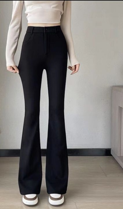 フレアパンツ 裏起毛あったか美脚フレア裾レギンスパンツ