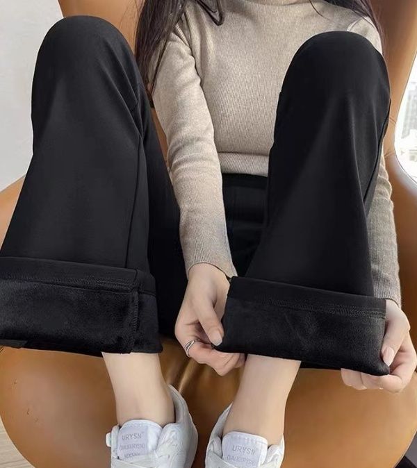 フレアパンツ 裏起毛あったか美脚フレア裾レギンスパンツ