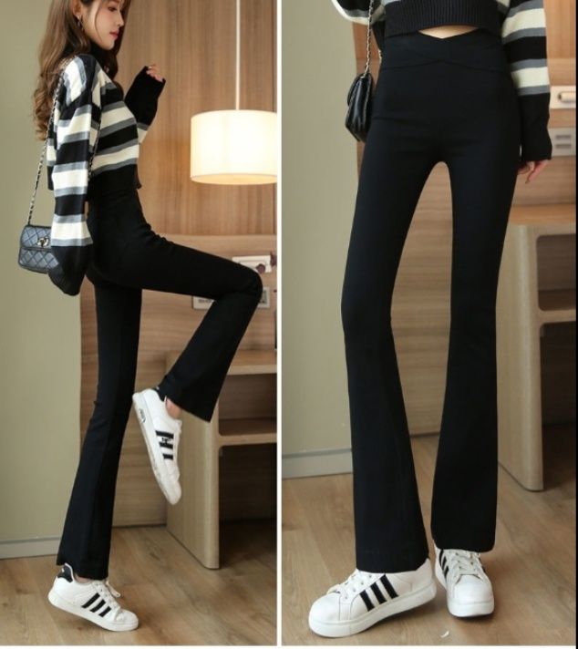 フレアパンツ 美脚見え裏起毛フレアパンツレギンス