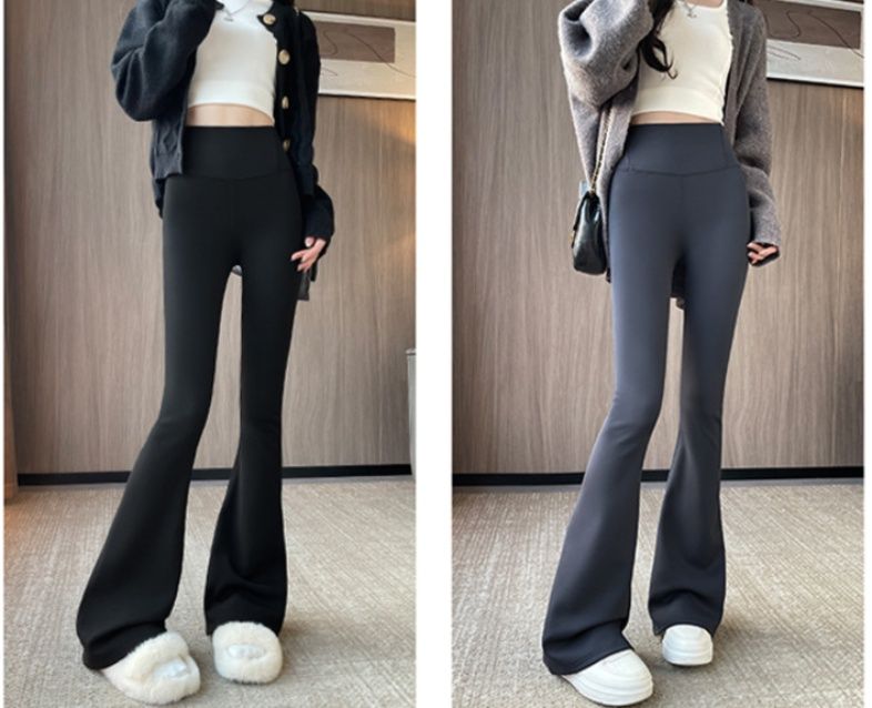 裏起毛フレアパンツ 美脚見え高腰フレアパンツレギンス