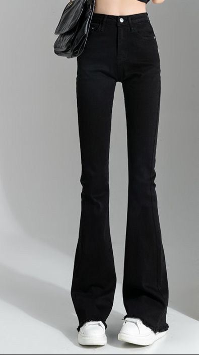 フレアパンツ 美脚見せハイウエストフレアデニムパンツ