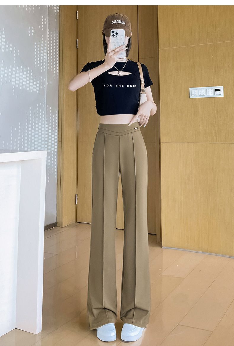 フレアパンツ すっきり美脚フレアスラックス