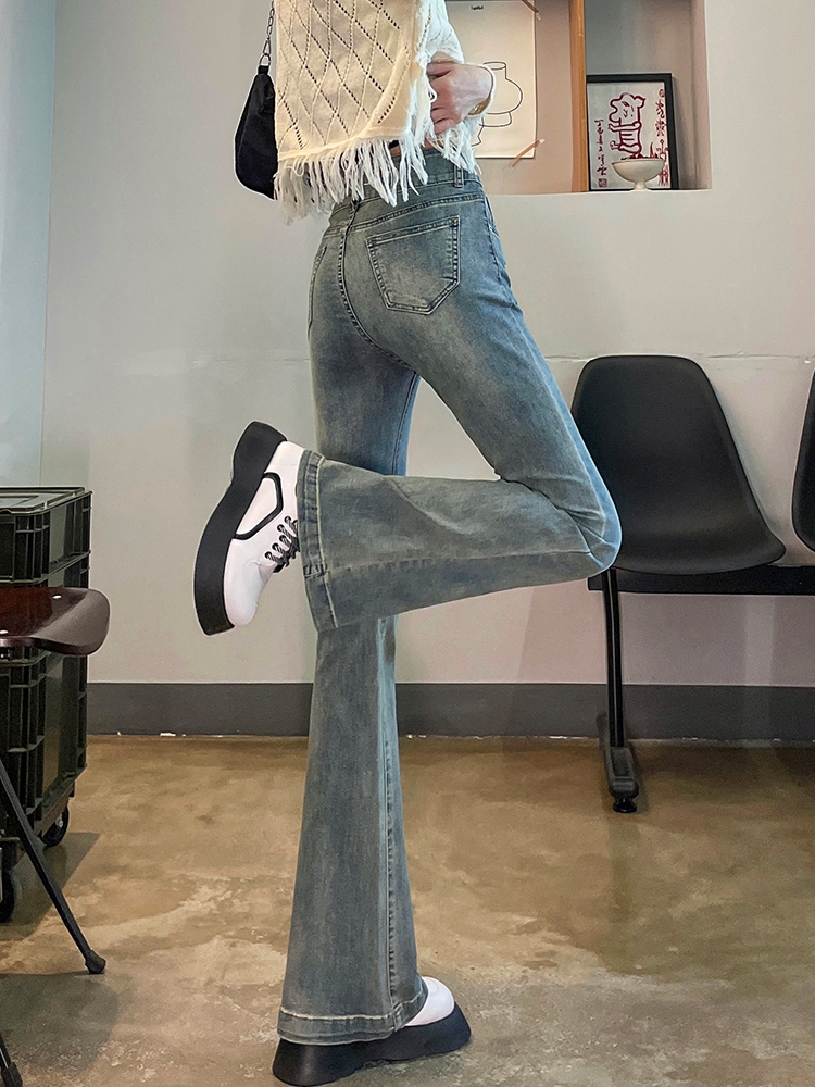 フレアパンツ 復刻風ハイウエストフレアデニム