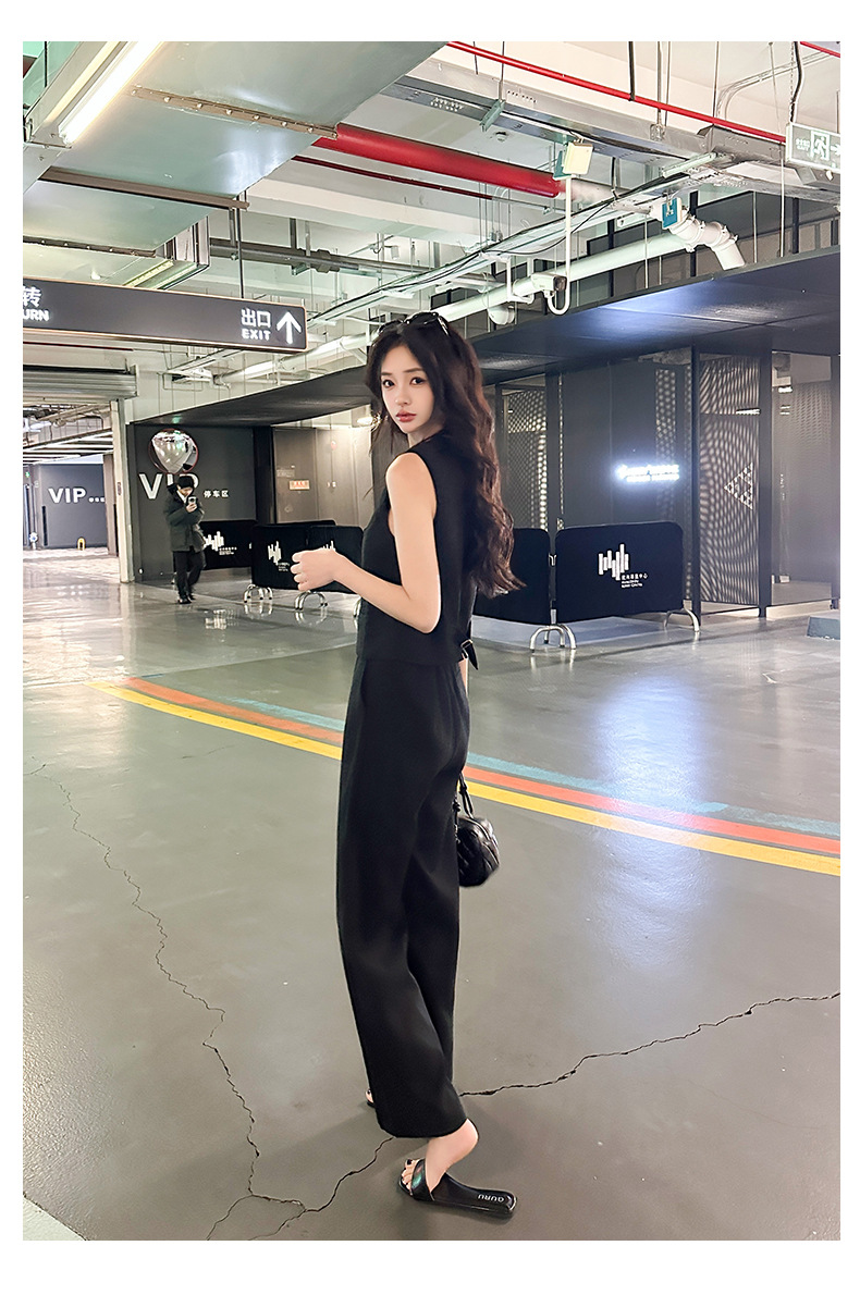 フレアパンツ 優雅ノースリーブフレアパンツスーツ