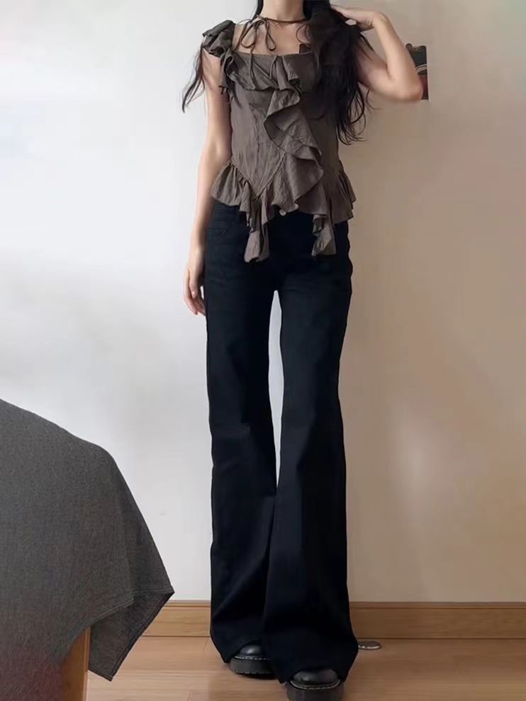 フレアパンツ レトロ美脚フレアデニム